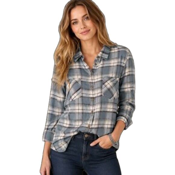 Lucky Brand Tops - Lucky Brand Women's Shirt Large Plaid  Button Up Long Sleeve Boyfriend Light